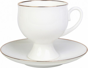 95643 Императорский фарфоровый завод Чашка кофейная с блюдцем ИФЗ "Золотая лента" 160мл, ф.Классическая2 Фарфор костяной