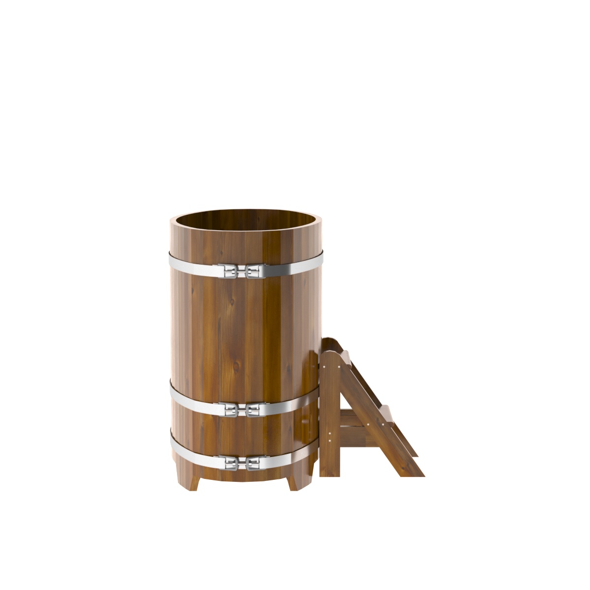 2252 Купель овальная из лиственницы Рустик 0,69х1,31х1,1 морёная Alyarus  - Вид №3