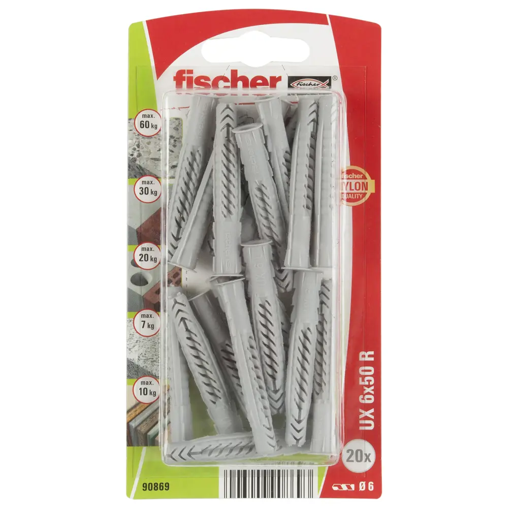Дюбель универсальный Fischer UX с кромкой 6x50 мм нейлон 20 шт STLM-2038267 - Вид №1