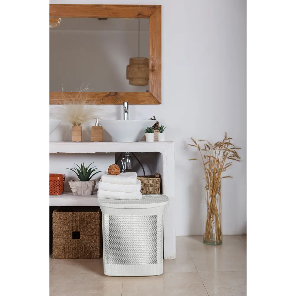 Корзина для белья Плес 35л прямоугольная цвет белый Santreyd STLM-2154032 - Вид №5