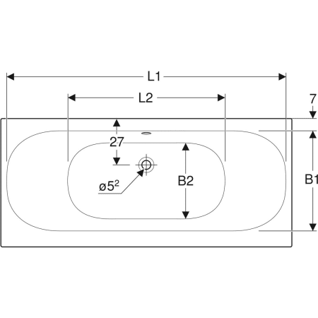 554.008.01.1 Прямоугольная ванна Geberit Soana, с узкими краями, Duo Geberit  - Вид №2