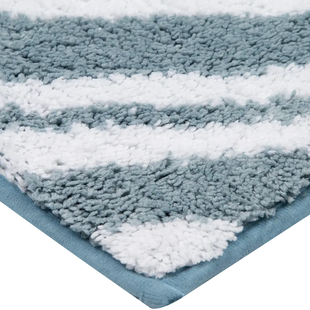 Коврик для ванной комнаты Zigzag 50х80 см цвет белый/бирюзовый SWENSA STLM-2150513 - Вид №1
