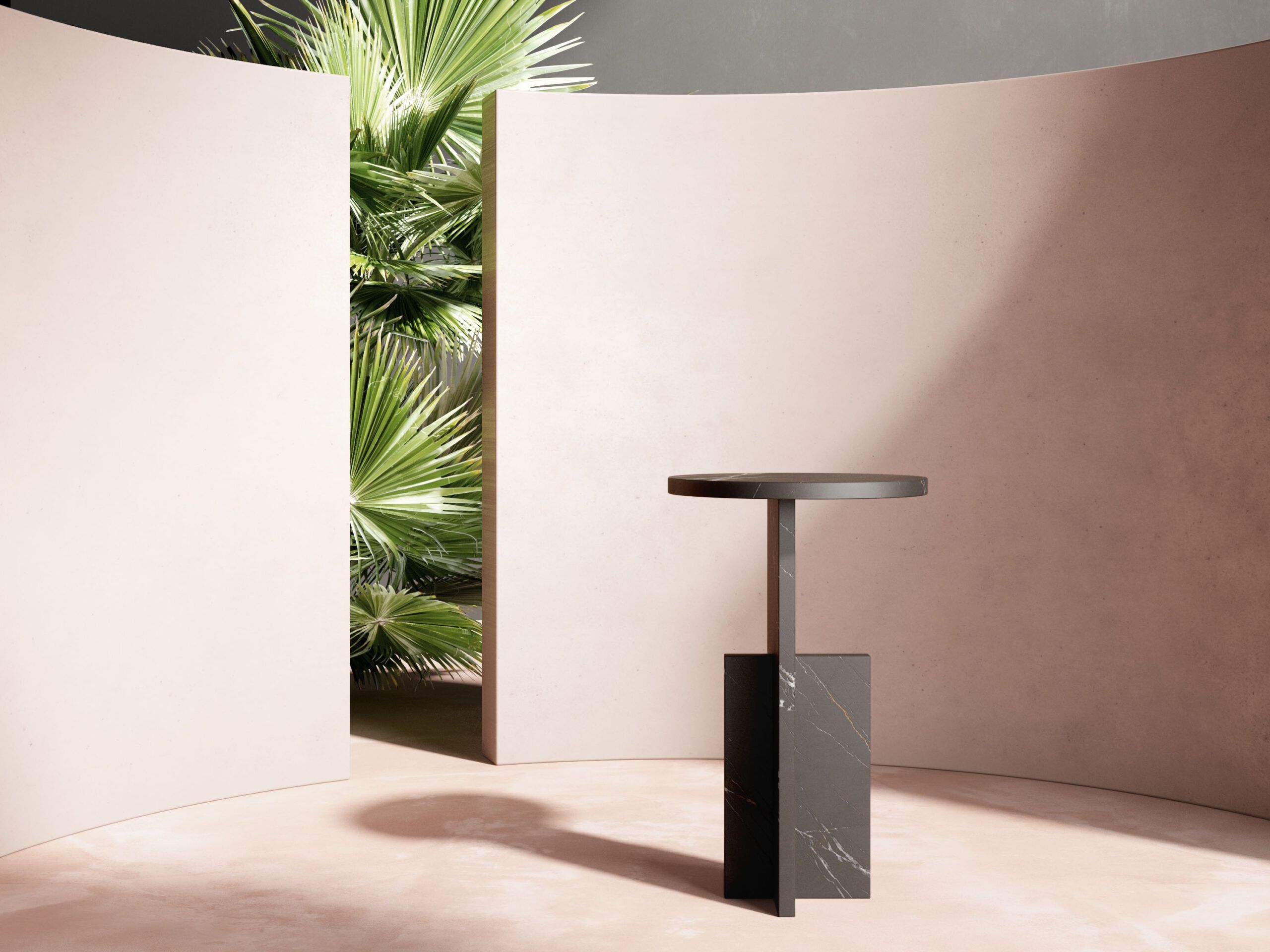 Высокий круглый мраморный журнальный столик Sahara Noir MILLE997 Element ARCH-00112737 - Вид №1