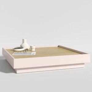 Журнальный столик квадратный с ящиком 100х100 см серая пандора Low BRAGIN DESIGN  00-3879366 Розовый