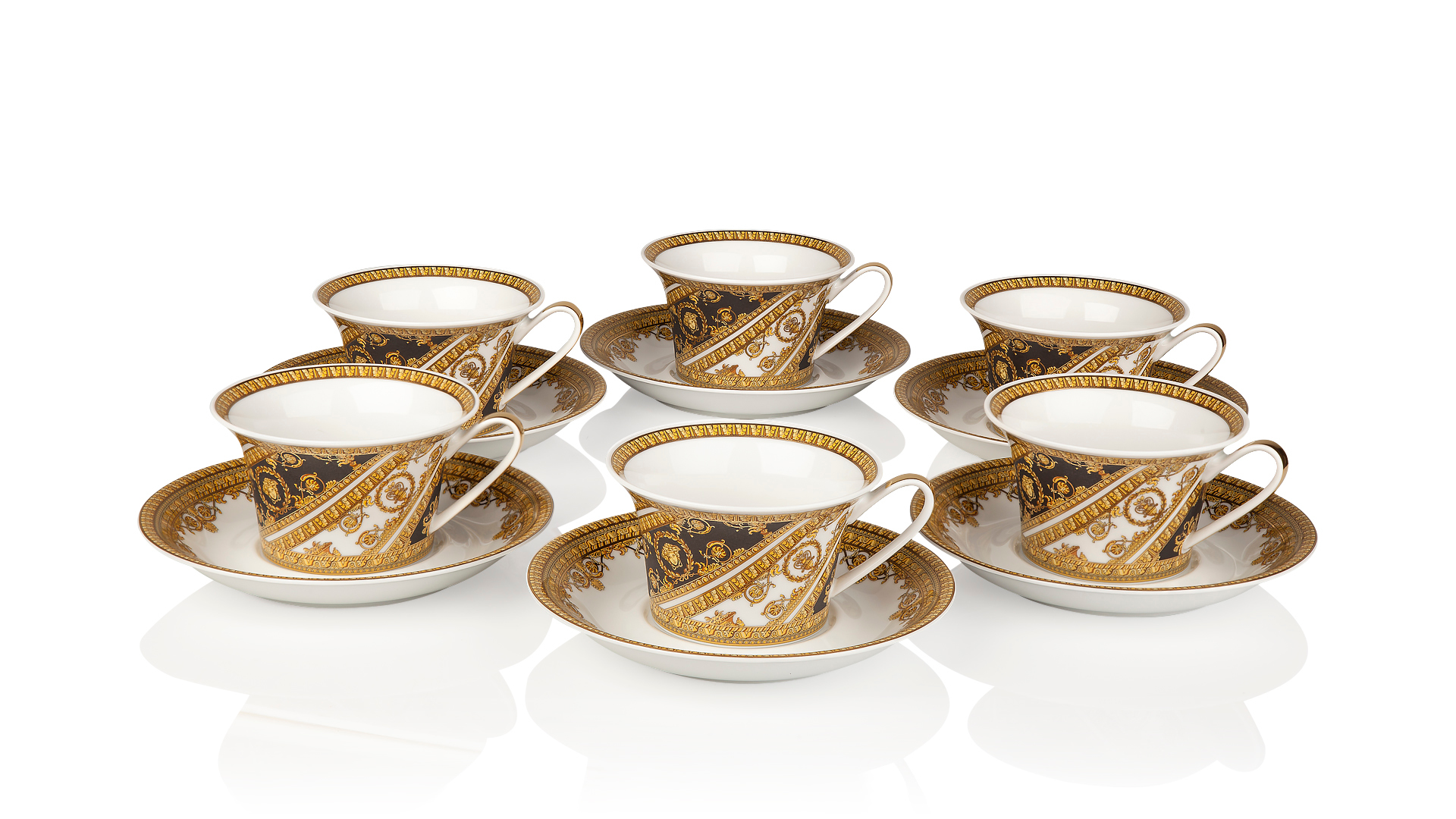 10607355 Rosenthal Versace Набор чашек чайных с блюдцами Моя любовь-барокко 220мл, фарфор, 6шт Фарфор  - Вид №1