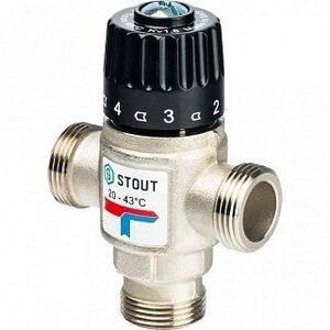 Термостатический смесительный клапан 3/4" STOUT НР 20-43°С 1,6 KV