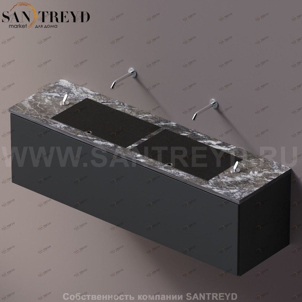 AELLM0CC21618KD Подвесная раковина настенная прямоугольная Agape Ell серая
