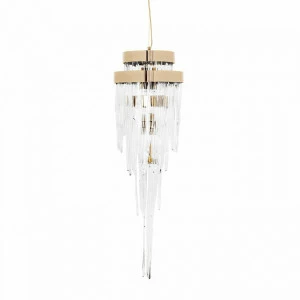 Люстра стеклянная 113х40 см золотая Babel 4 KM0990P-4 brass DELIGHT COLLECTION ДИЗАЙНЕРСКИЕ 00-3883095 Золото;прозрачный