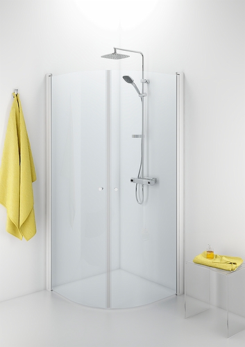 500.978.00.5 IDO Showerama 10-4 душевая стенка для круглого углового душа, IDO Showerama 10-4, матовые профили / полуматовое стекло, 800x900 мм  - Вид №1