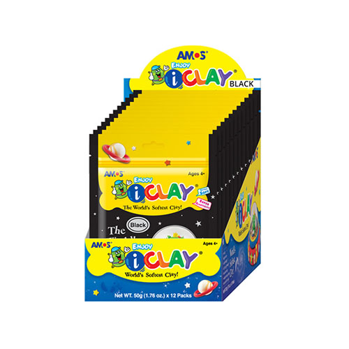 22046 Масса для лепки iClay в пакетиках 50 г черная AMOS 