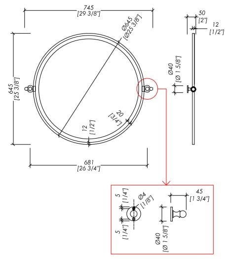 Круглое зеркало с латунной рамкой Devon&Devon Первоклассный ARCH-00012260 - Вид №2