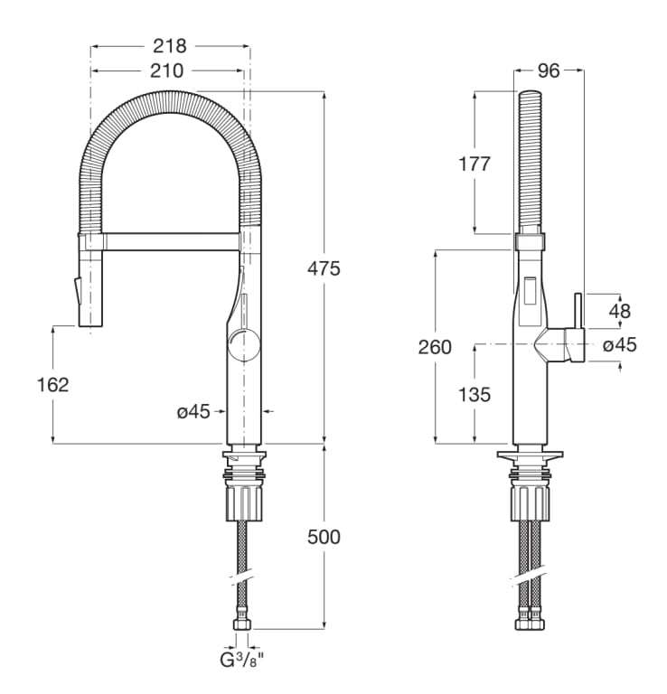 Смеситель для кухни из хромированной латуни с ручным душем Roca GLERA 5A884DC00 / 5A8A4DC00 ARCH-00044171 - Вид №2