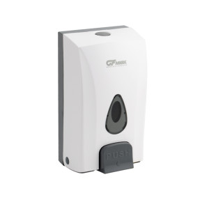 GFmark - Дозатор жидкого МЫЛА, универсальный, пластиковый, БЕЛЫЙ, большой, с глазком - капля, 1000 мл, код: 640