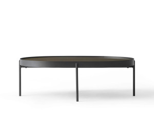 Стальной и стеклянный овальный журнальный столик