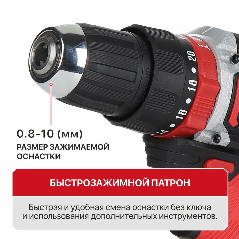 Дрель-шуруповерт аккумуляторная бесщеточная ударная P.I.T. LPSR18-D4, 20 В Li-Ion 2x1.5 Ач 89389663 STLM-2104079  - Вид №4