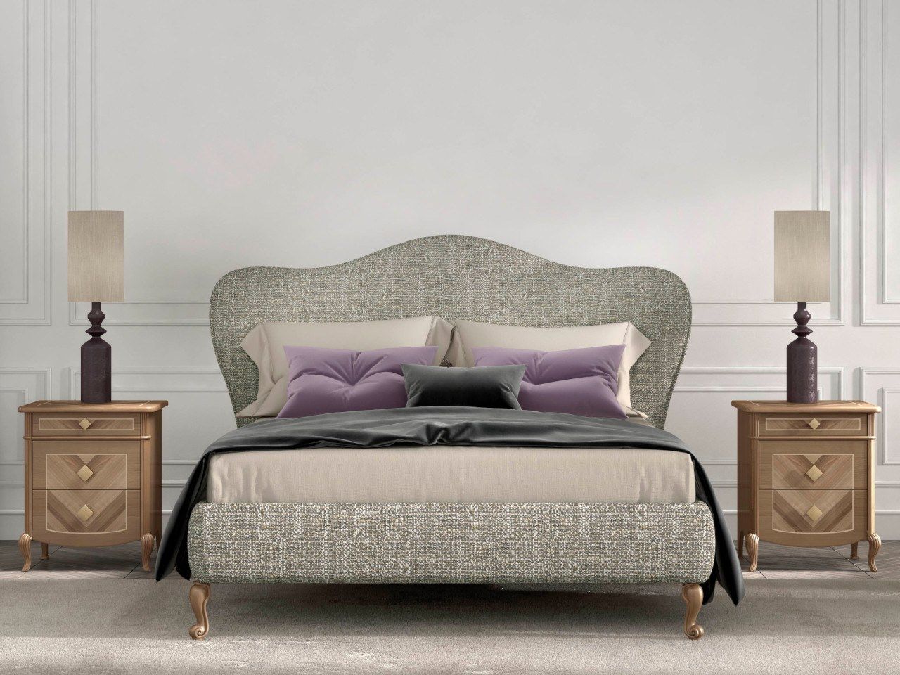Двуспальная кровать с мягким изголовьем CASA +39 FLY ARCH-00075914