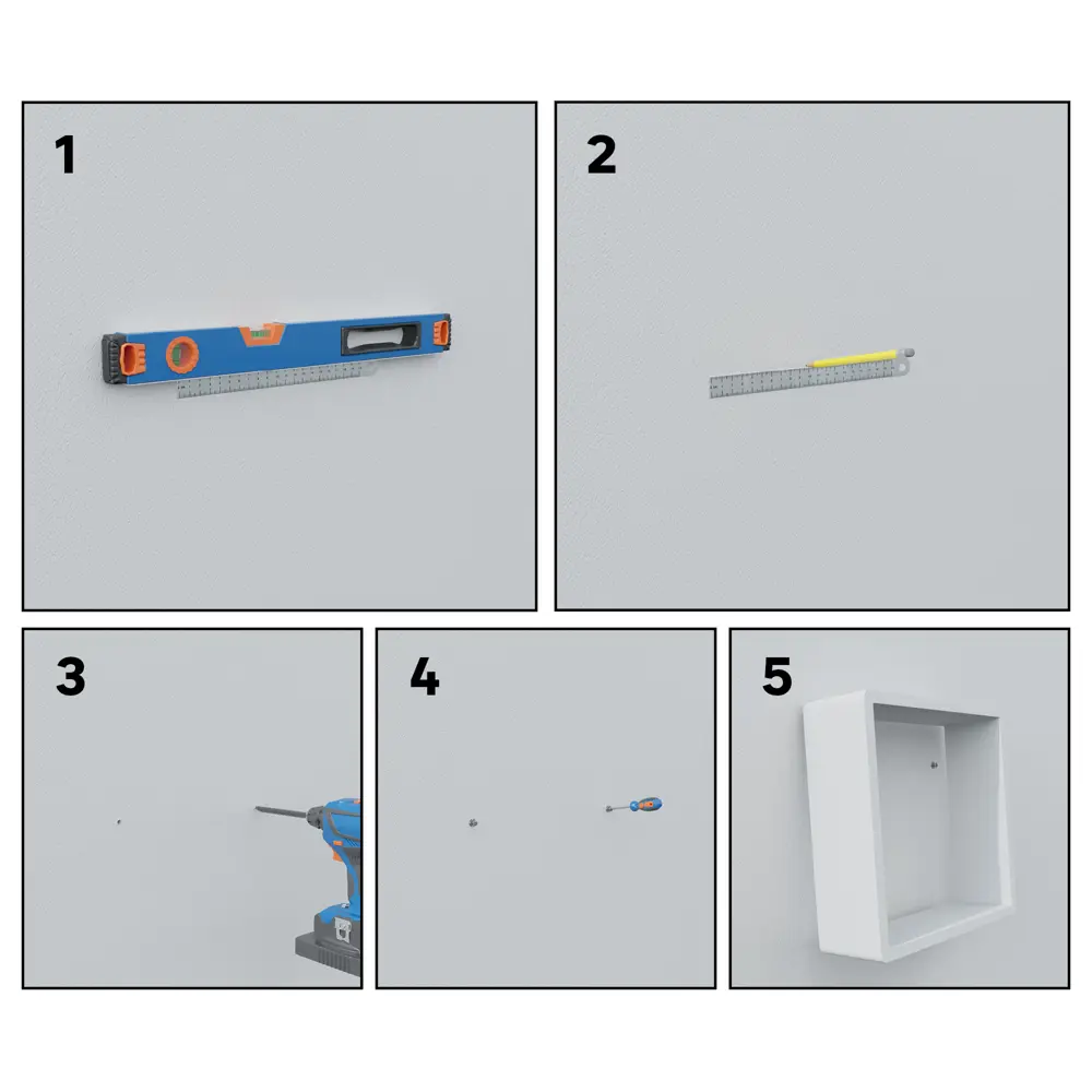 Spaceo: Набор из трёх эко-полок для интерьера 20x20/24x24/28x28 см 82877490 STLM-1091665 - Вид №7