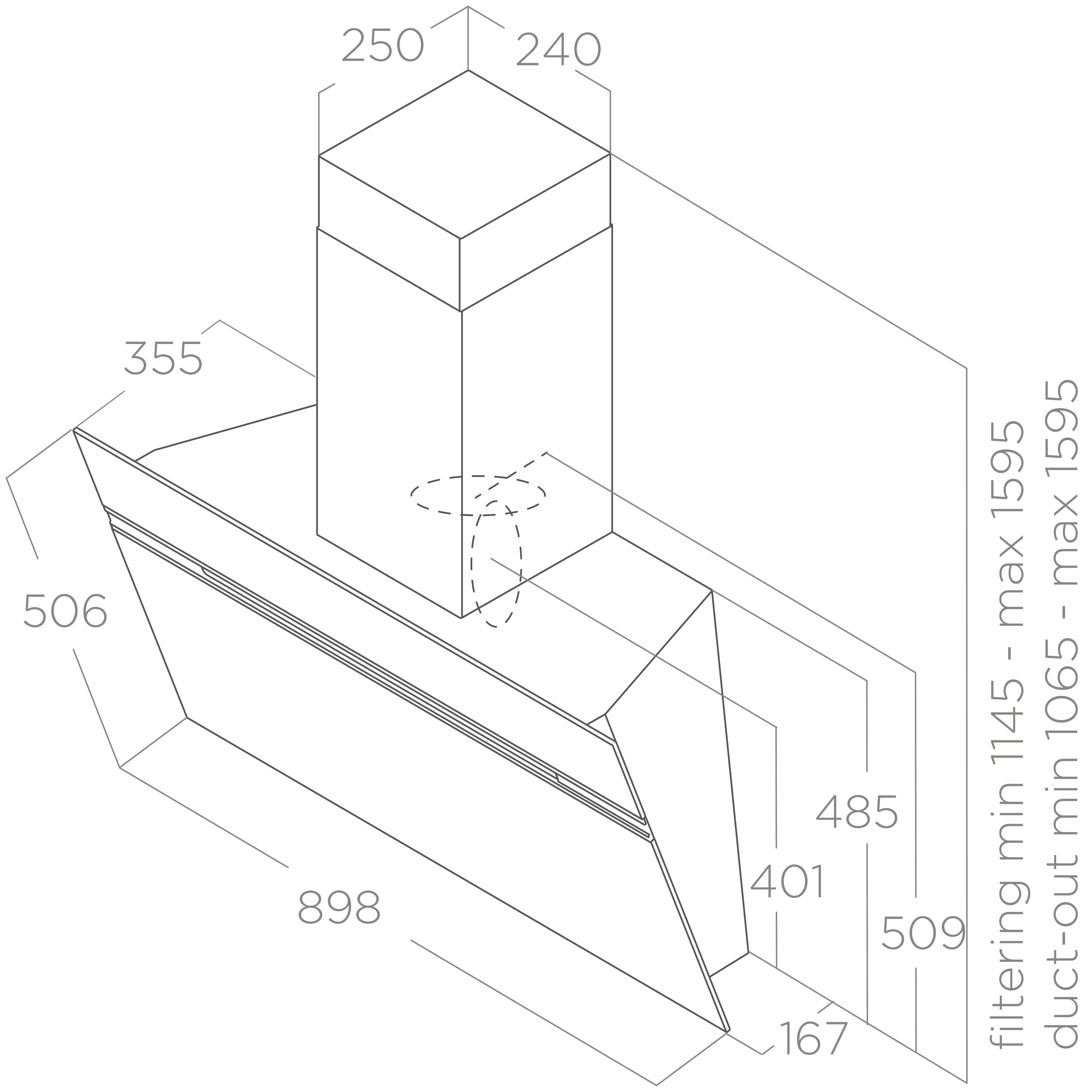 9226646 Вытяжка наклонная Elica STRIPE URBAN CAST IRON/A/90 серый/серый STDN-0046620 - Вид №1