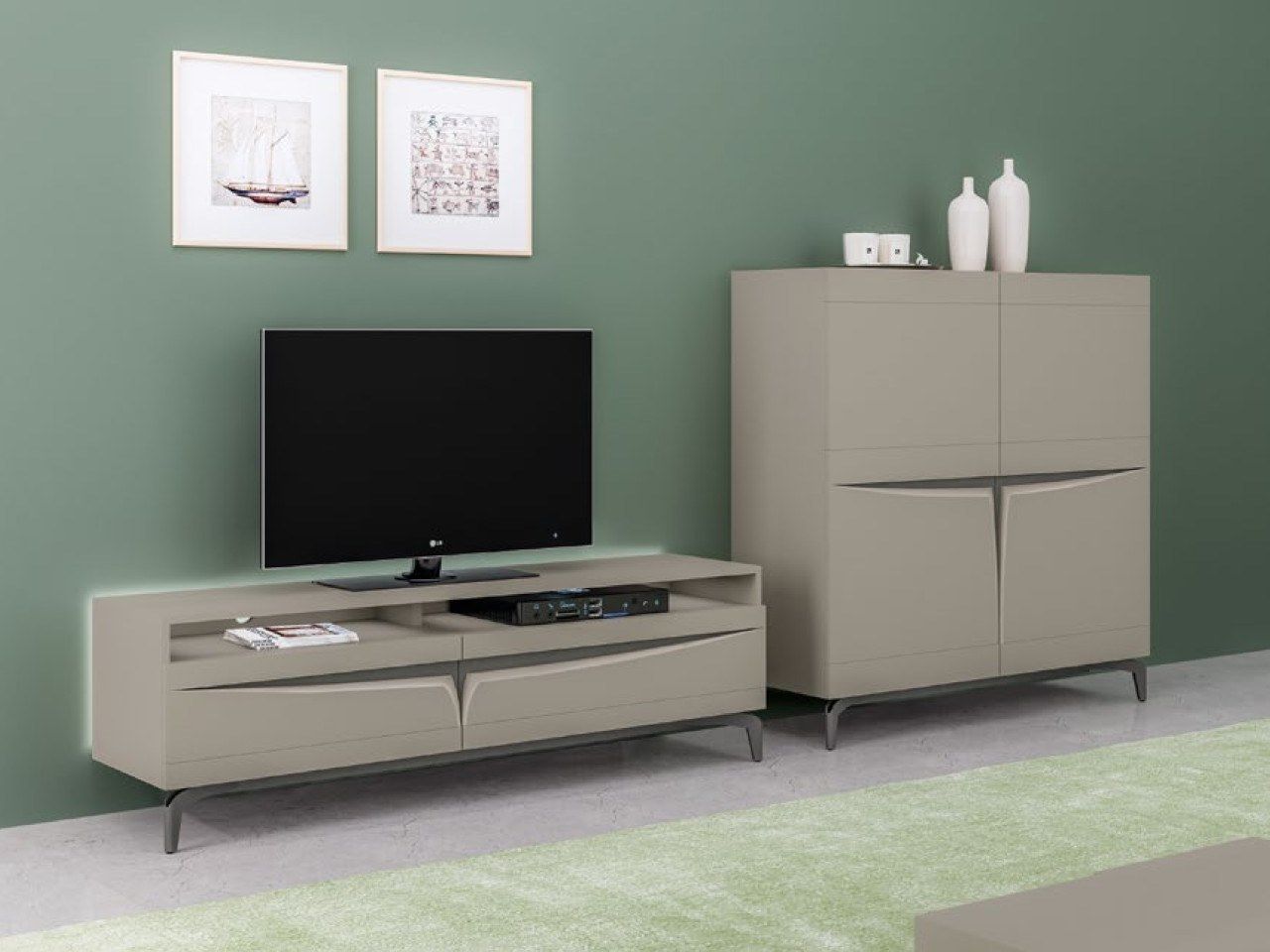 Низкий деревянный шкаф для телевизора с распашными дверцами animovel Iris ARCH-00148977 - Вид №2