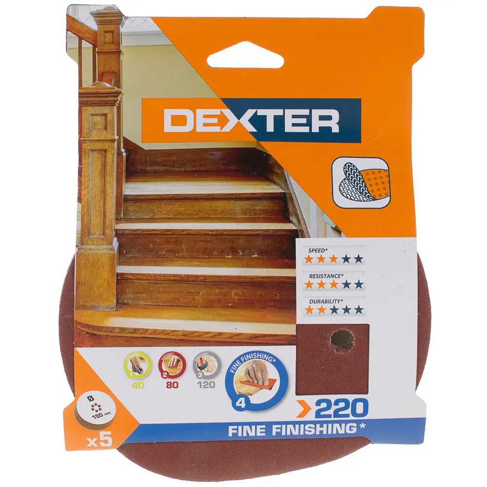 Шлифовальные диски Dexter P220 150 мм для дерева, 5 шт 18782813 STLM-0012659 - Вид №3