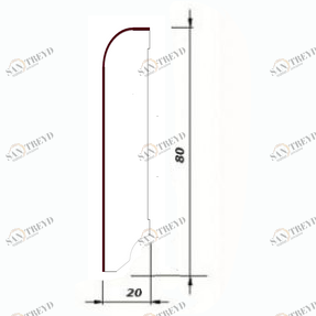Плинтус Tecnorivest Черный Шпонированный Прямой 80х20 Дуб 2500х80 мм 1010001096