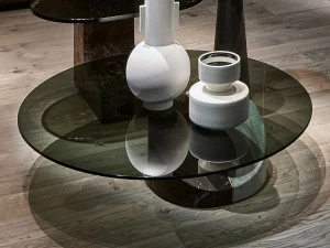 BAXTER Низкий круглый стеклянный журнальный столик для гостиной