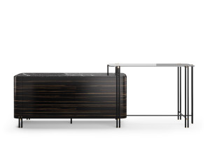 Деревянный и стеклянный барный шкаф