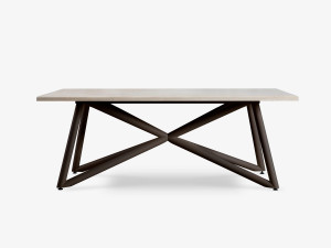 Травертин прямоугольный садовый стол