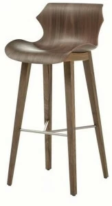 BassamFellows Барный стул из дерева со спинкой Petal Cb-293