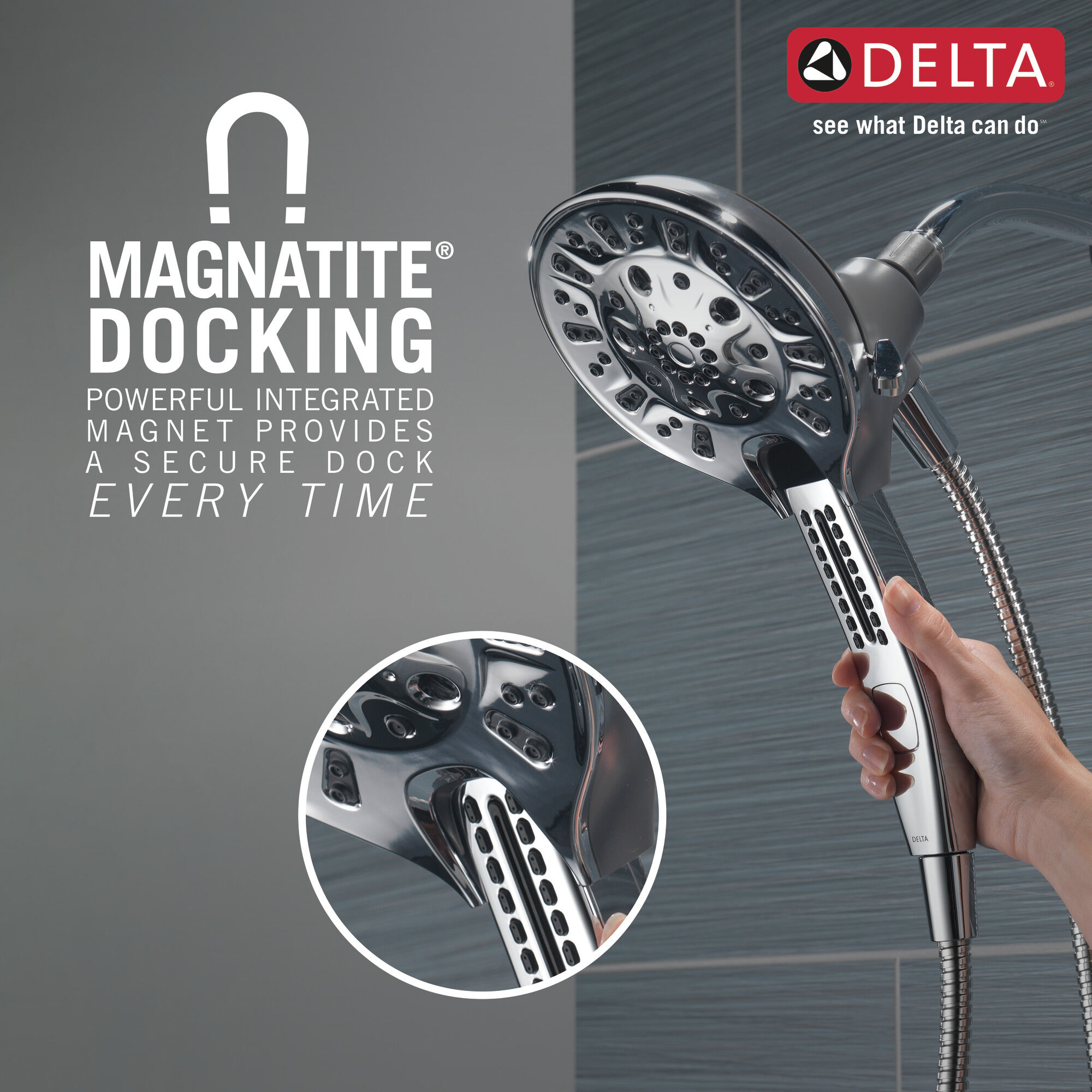 75505 H2Okinetic® In2ition® Душ два в одном с 5 настройками Delta Faucet Delta Хром - Вид №2