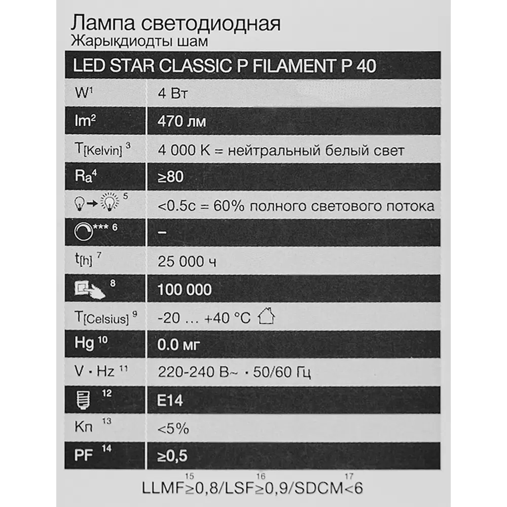 Лампа светодиодная Osram P E14 220/240 В 4 Вт шар 470 лм нейтральный белый свет 85306979 STLM-2150830  - Вид №4
