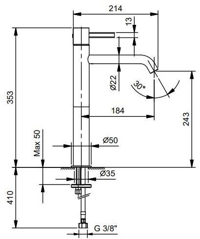 ABOUTWATER Смеситель для раковины, однорычажный, с атласной отделкой Af/21 A706wf Fantini Rubinetti - Вид №2