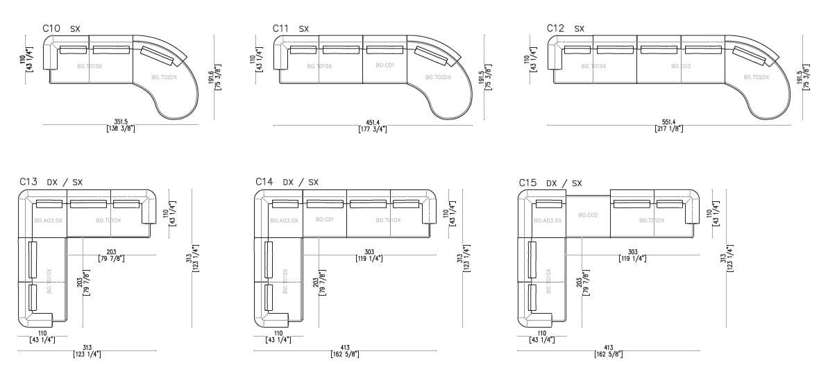 Секционный диван из изогнутой ткани Sicis Botero ARCH-00116512 - Вид №11