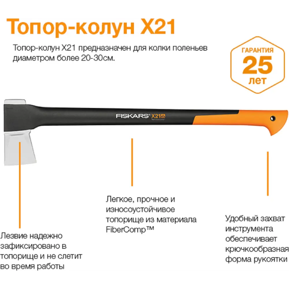 Топор Fiskars X21 с точилкой STLM-2178533 - Вид №2