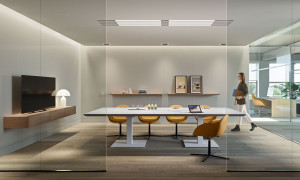 Прямоугольный стол для совещаний с системой люверсов