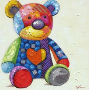 Картина на холсте 100х100 см "Плюшевый мишка" EVENHOME КАРТИНЫ МАСЛОМ 129782 Синий;разноцветный