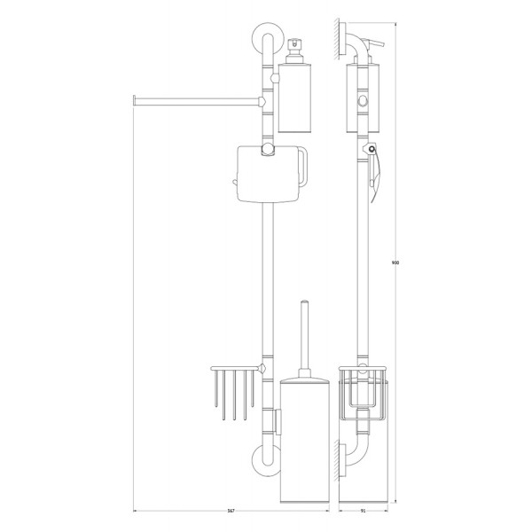 Штанга комбинированная для туалета с биде 90 см Ellux ELEGANCE ELE 079 sun-id-562318 - Вид №1