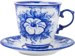 10617055 Гжельский фарфоровый завод Чайная пара "Чародейка" нр (авт.работа)