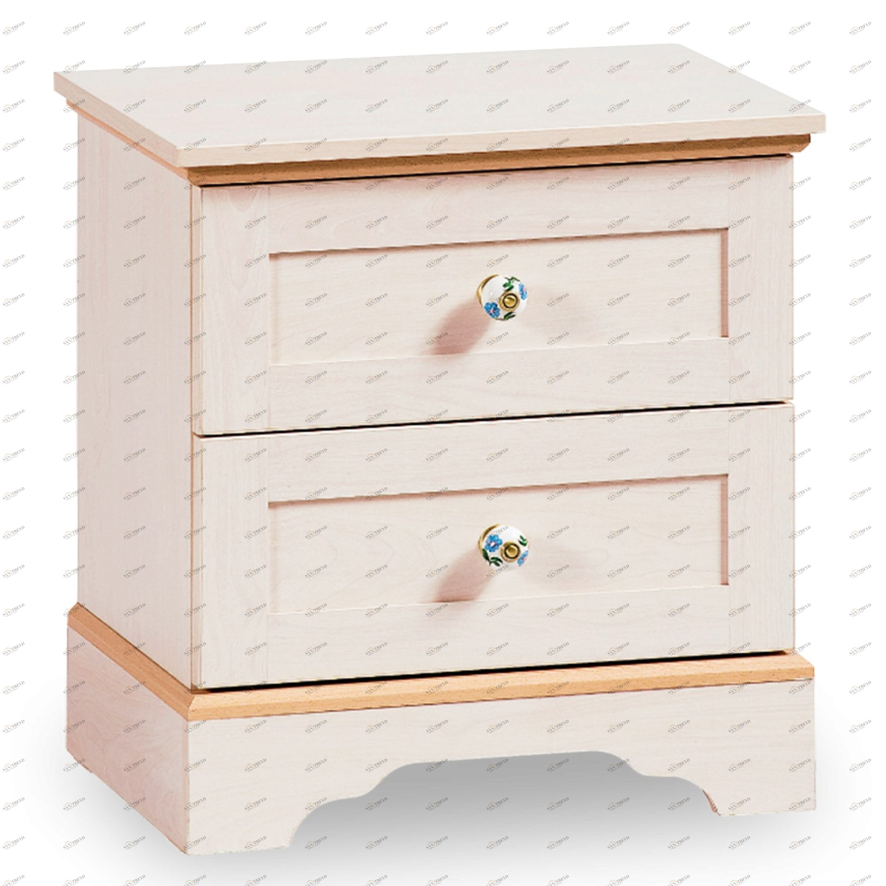 Прикроватная тумбочка с 2 ящиками беленый дуб Flora CILEK FLORA 00-3832586 Бежевый Santreyd