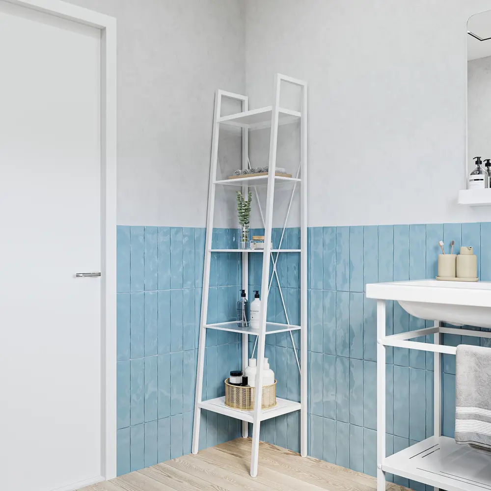 Стеллаж для ванной KONSENSA Бруклин 40x35x170 см цвет белый STLM-2016326 - Вид №4