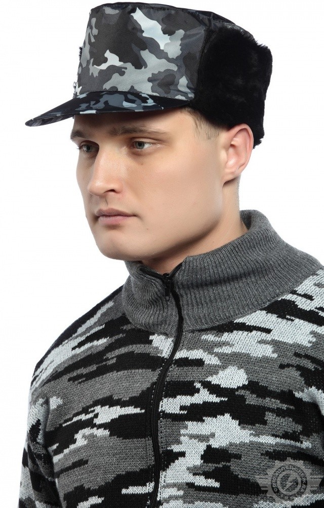 61450 Кепи "Охранник" зимнее цвет камуфляж серый  Головные уборы  размер 57 Спецодежда  - Вид №2