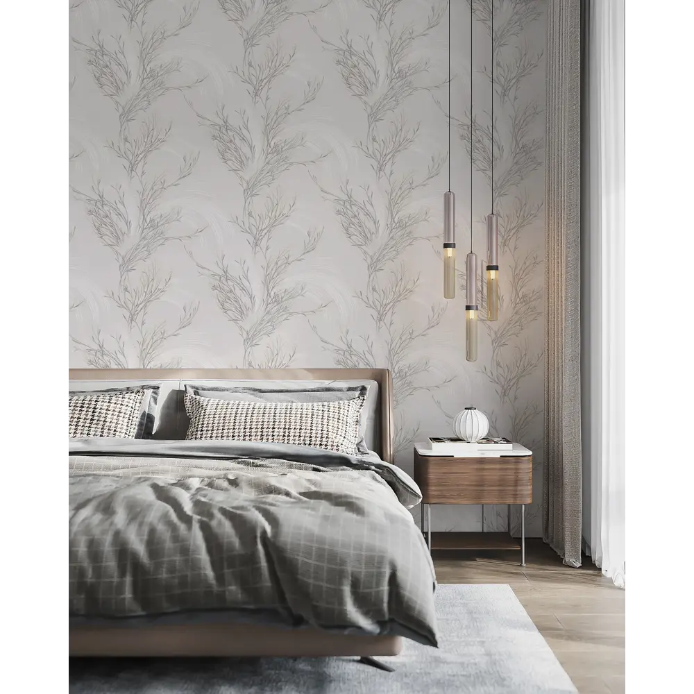 Обои флизелиновые Антураж Veresk бежевые с растительным рисунком 1.06 м 89425026 STLM-1563089 - Вид №3