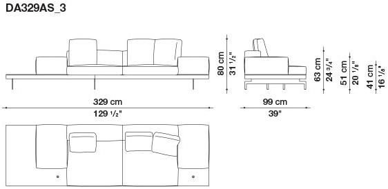 B&B Italia 3-х местный тканевый диван с шезлонгом Dock sun-id-1355318 - Вид №133