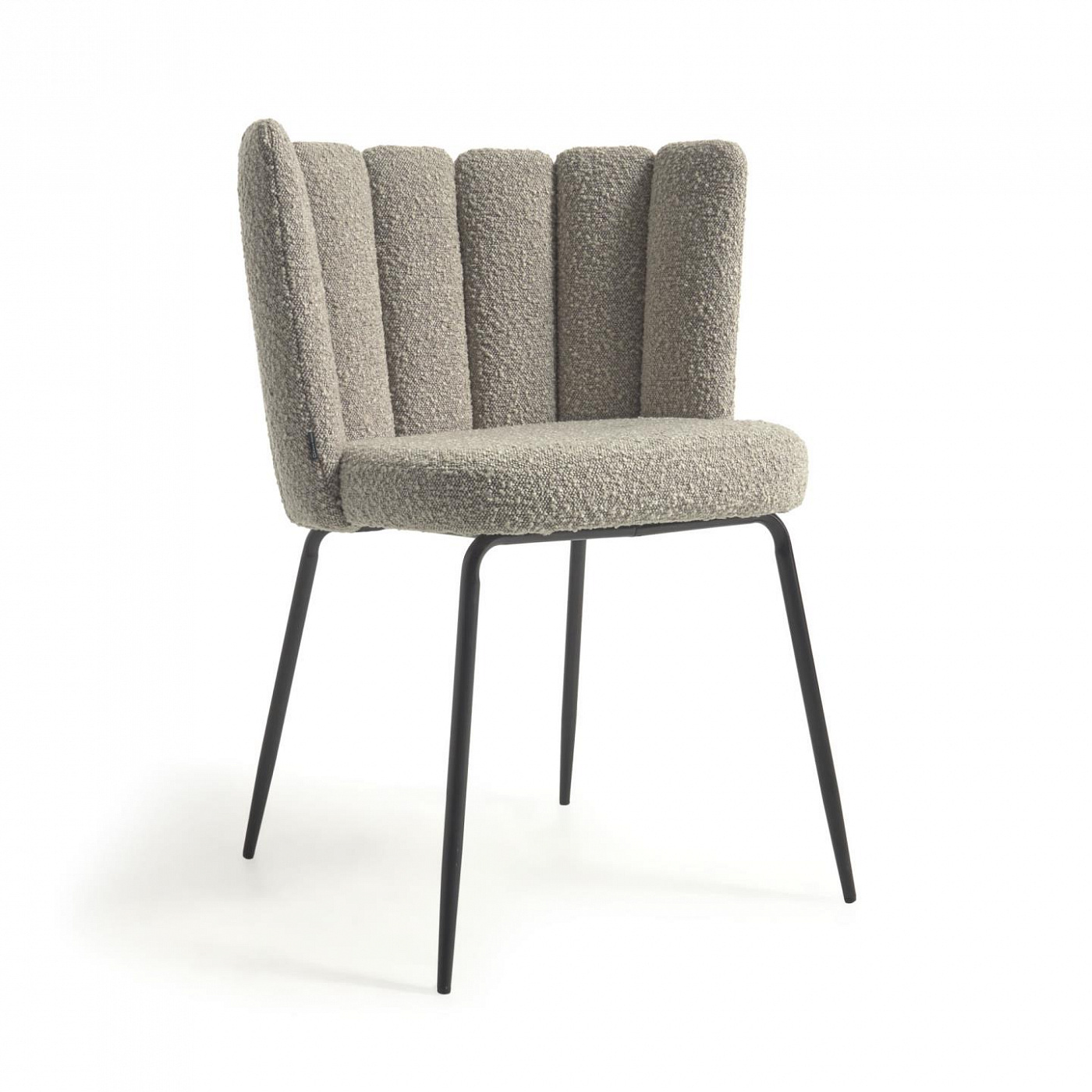 108114 Стул из серой ткани букле и черными металлическими ножками La Forma Aniela  - Вид №2