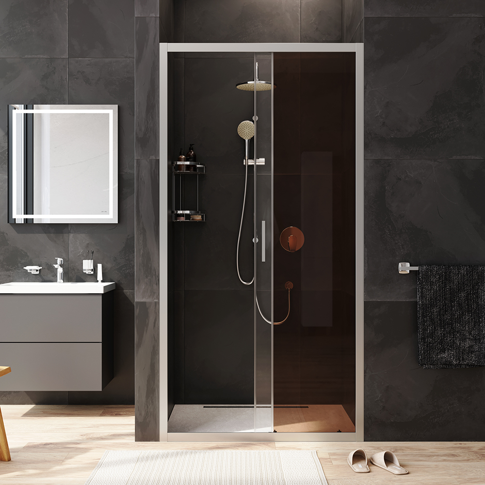 W90G-100-1-195MBr Solo Дверь душевая 100х195 стекло бронзовое профиль матовый хром AM.PM Gem - Вид №2