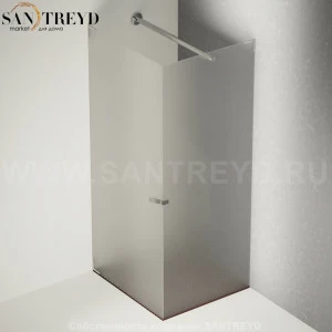 Душевое ограждение FLAT D подрезаемое, стеклянная с дверью матовая перегородка с держателем с поддоном из красного дуба. Размеры: глубина от 70 до 100 см, длина от 70 до 140 см