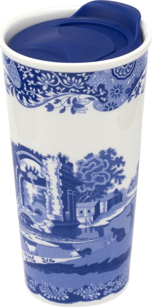 10655440 Spode Термокружка с силиконовой крышкой Spode "Голубая Италия" 350мл Фарфор 