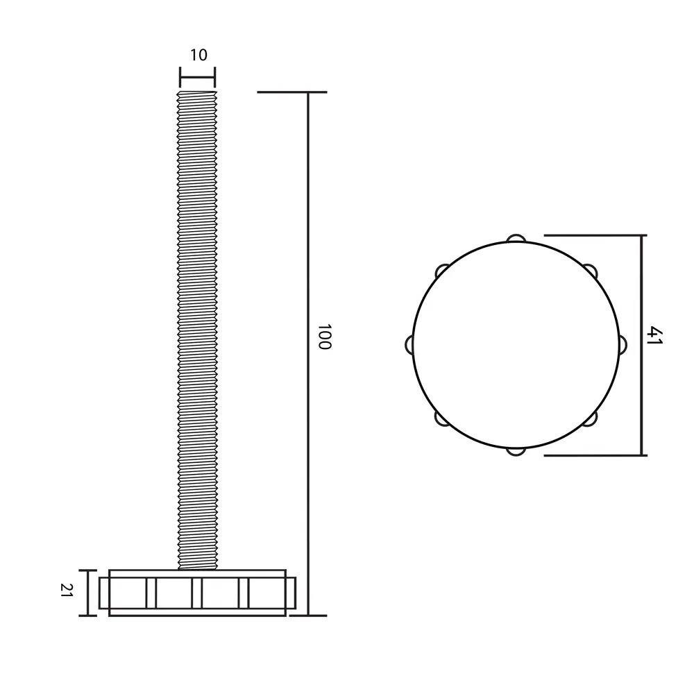 Опора винтовая круглая 10 мм 10 см сталь хром Santreyd STLM-2008785 - Вид №2