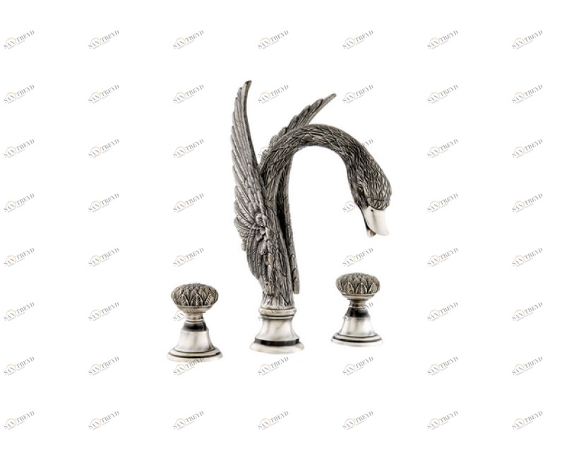 039454.000.00 Набор для ванны на три отверстия Золото 24К Mestre Swan