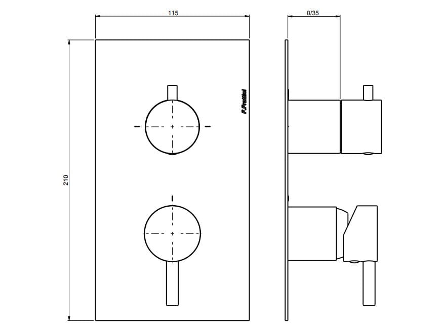 Однорычажный смеситель для душа с пластиной Rubinetterie Frattini Pepe XL ARCH-00036189 - Вид №12